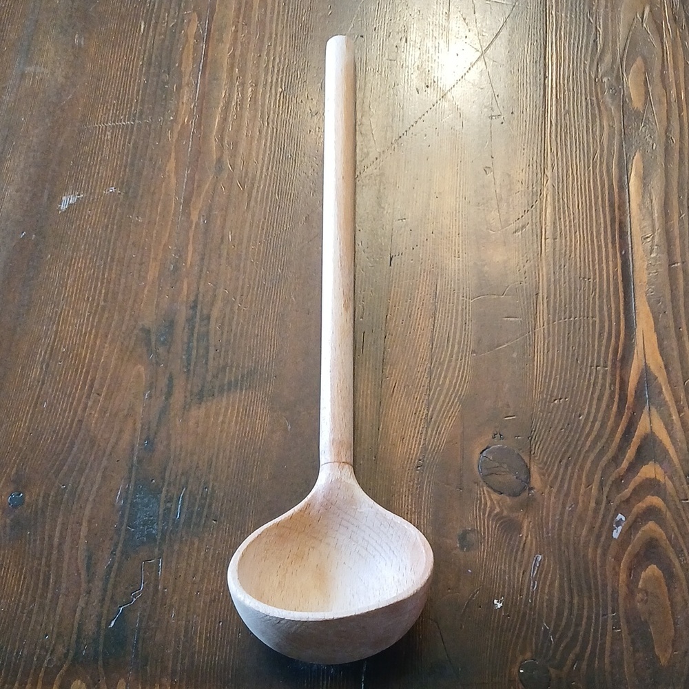 Farmhouse Pottery Wooden Ladle Handcrafted Rustic Kitchen Utensil